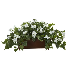 18" Artificial Bougainvillea Plant in Decorative Planter - Low Maintenance, Life-Like & Vibrant Silk Plants For Busy People.