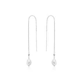 Ania Haie Pearl Threader Earrings Silver