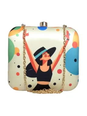 Artklim Cheerful Girl Portrait Printed Clutch