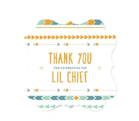 Boho Chic Tribal Baby Shower Fancy Frame Gift Tag, Thank You for Celebrating the Lil Chief