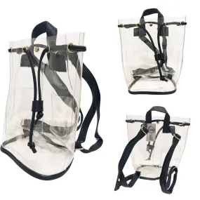 CLEARANCE WHOLESALE CLEAR DRAWSTRING BACKPACK (CASE OF 24 - $3.50 / PIECE)  Wholesale Transparent Drawstring Backpack SKU: C2691-24