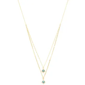 Double Star Crystal Layered Necklace