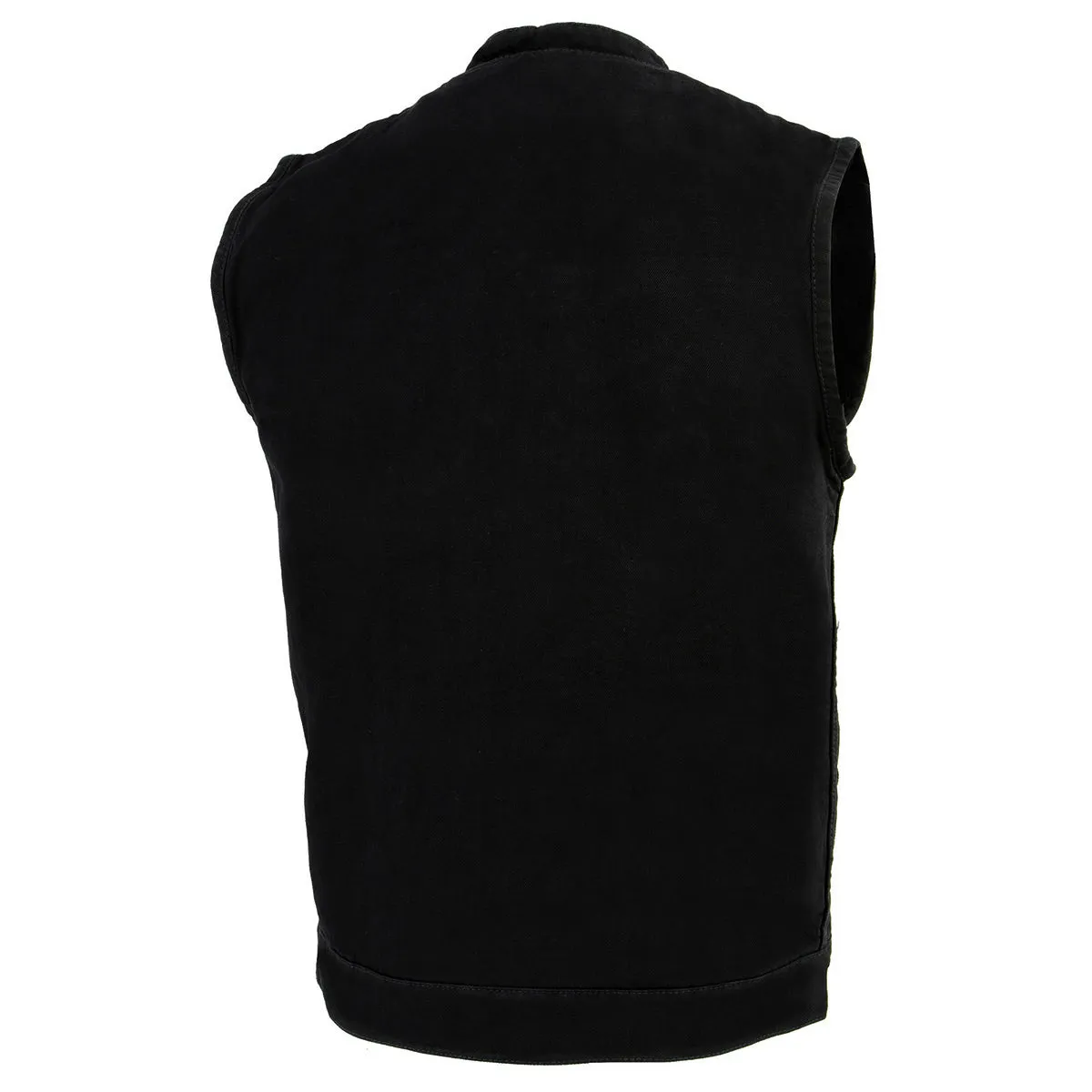 Milwaukee Leather MDM3000 Men's 'Brute' Concealed Snap Black Denim Club Style Vest w/ Hidden Zipper