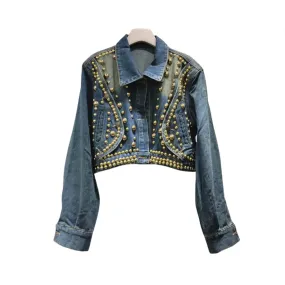 Pre Order:  Long Sleeve Rivet Denim Jacket