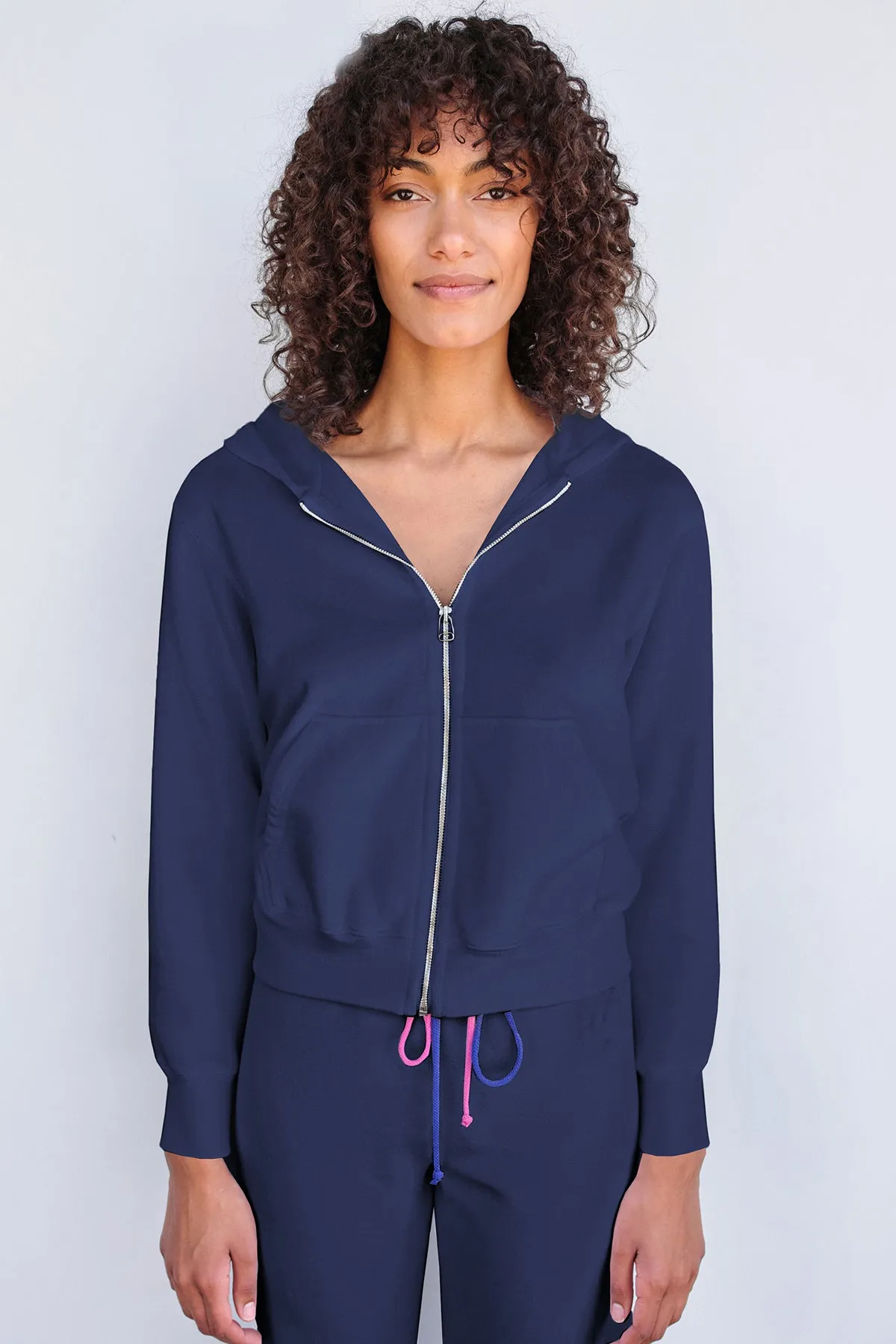 Sundry Zip Hoodie with Pockets in Navy